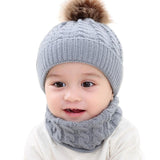 Grey Cable Knit Baby Beanie & Neck Warmer Set - Dee Republic