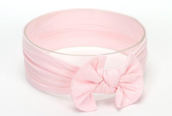 Light Pink Broad Soft Elasticized Baby Headband with Bow - Dee Republic