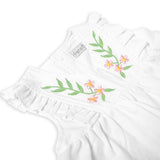 White V-Top & Pink Shorts with beautiful Embroidered Flowers - 2pc - Dee Republic