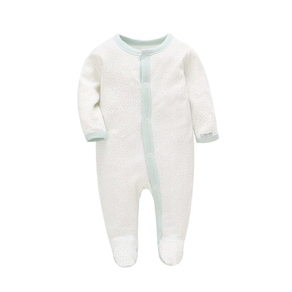 100% Cotton White with Soft Mint Speckles Footed Bodysuit - Dee Republic