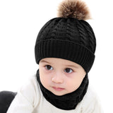 Black Cable Knit Baby Beanie & Neck Warmer Set - Dee Republic