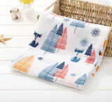 Blue & Red Trees with Fox Soft 100% Organic Muslin Cotton Swaddle Blanket - Dee Republic