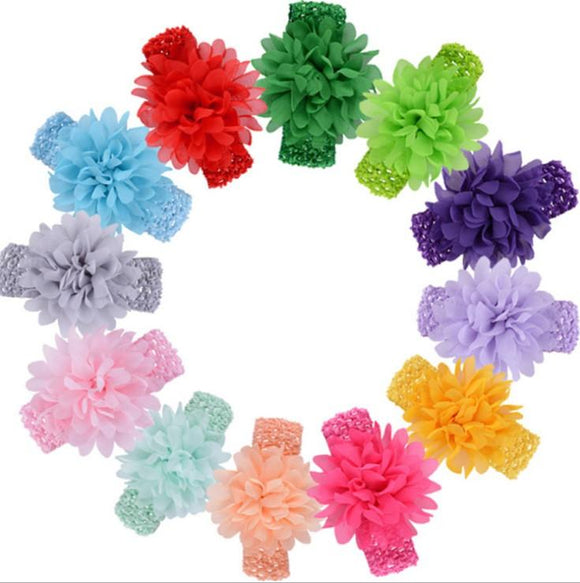 Chiffon Flower Soft Stretch Knit Baby Headband - Assorted Colours - Dee Republic