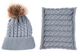 Grey Cable Knit Baby Beanie & Neck Warmer Set - Dee Republic