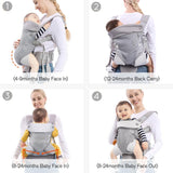 Mommore Grey Ergonomic Breathable Safety Baby Carrier with Lumbar Support & Detachable Purse and 2 Bibs - Dee Republic