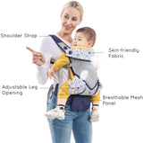 Mommore Navy & Pastels Ergonomic Breathable Safety Baby Carrier with Lumbar Support & Detachable Purse and 2 Bibs - Dee Republic
