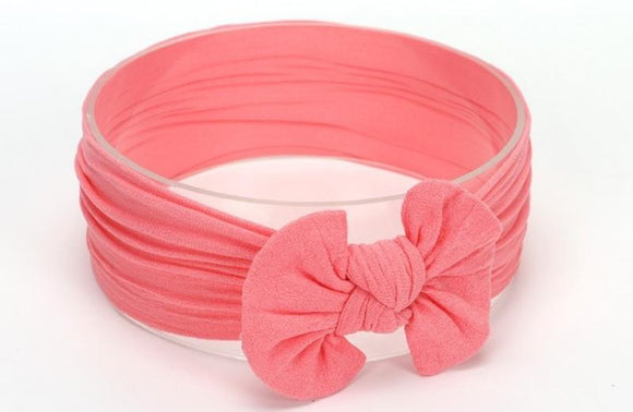 Watermelon Pink Broad Soft Elasticized Baby Headband with Bow - Dee Republic